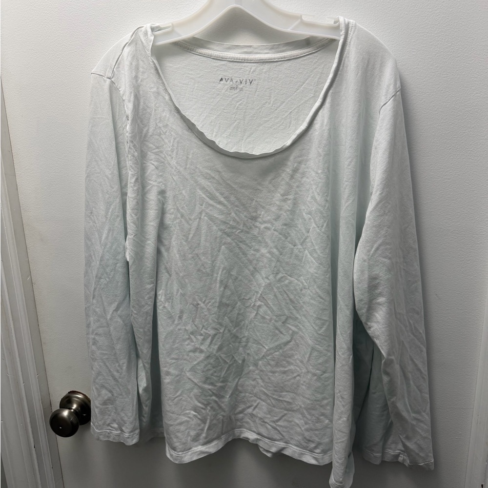 Ava & Viv Soft White Long Sleeve Tee
